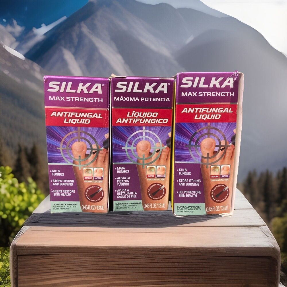 3 New Silka Max Strength Antifungal Liquid - 0.45oz Each Box Exp. 03/2025